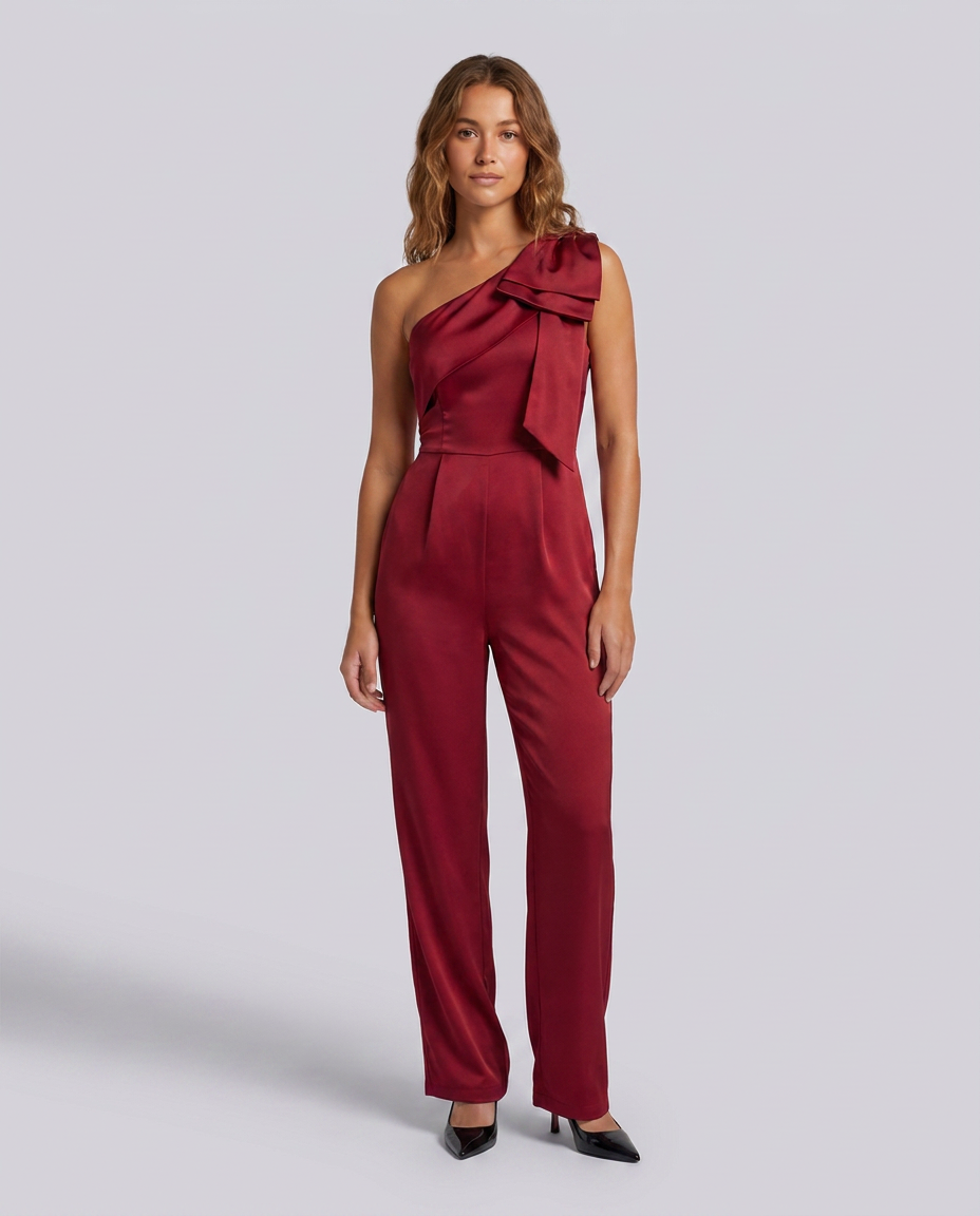 Wine Red Off Shoulder Wide Leg Jumpsuit - Hustle N Holla