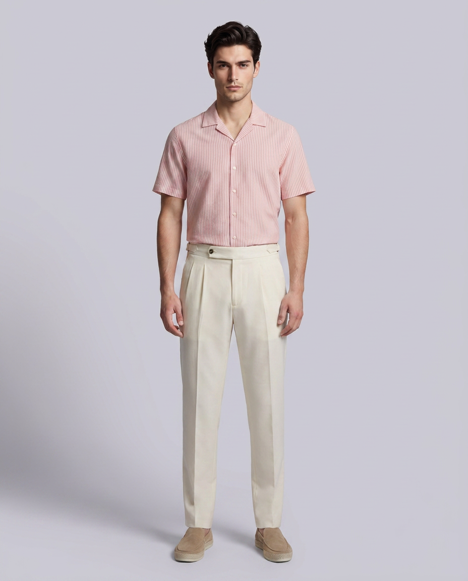 Pink Short Sleeves Striped Regular Fit Shirt - Hustle N Holla