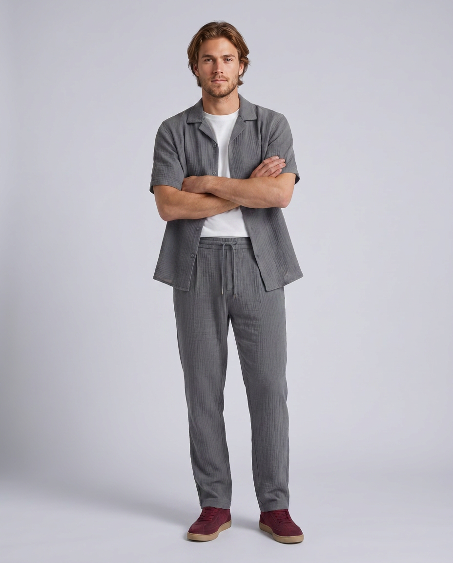Grey Regular Fit Cheesecloth Shirt - Hustle N Holla