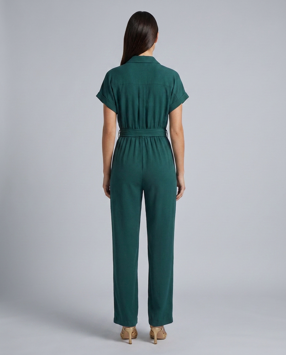Teal Green Short Sleeve Jumpsuit - Hustle N Holla