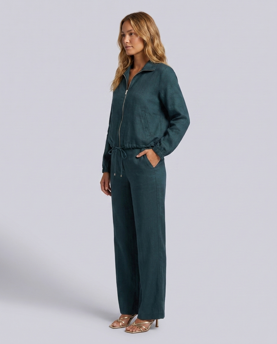 Teal Green Elasticated Waist Wide Leg Trousers - Hustle N Holla