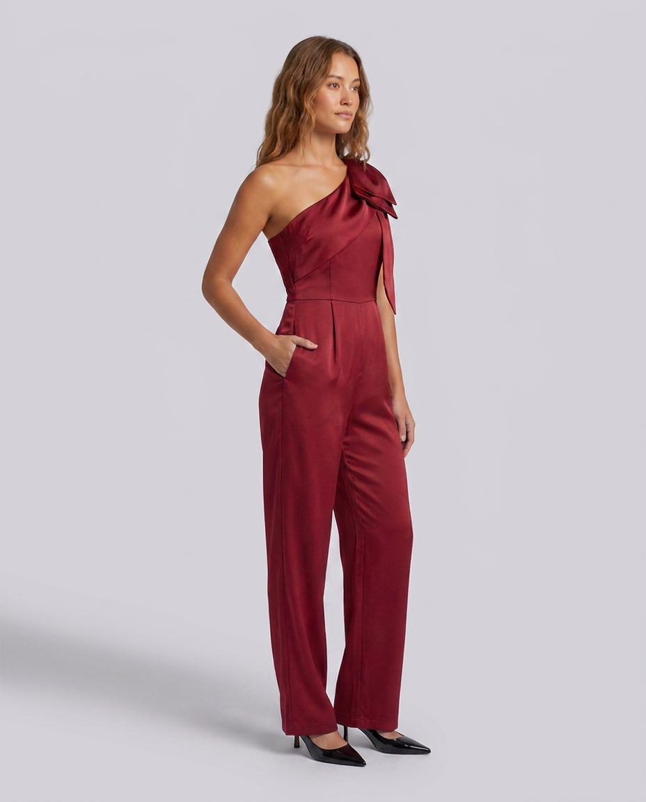Wine Red Off Shoulder Wide Leg Jumpsuit - Hustle N Holla
