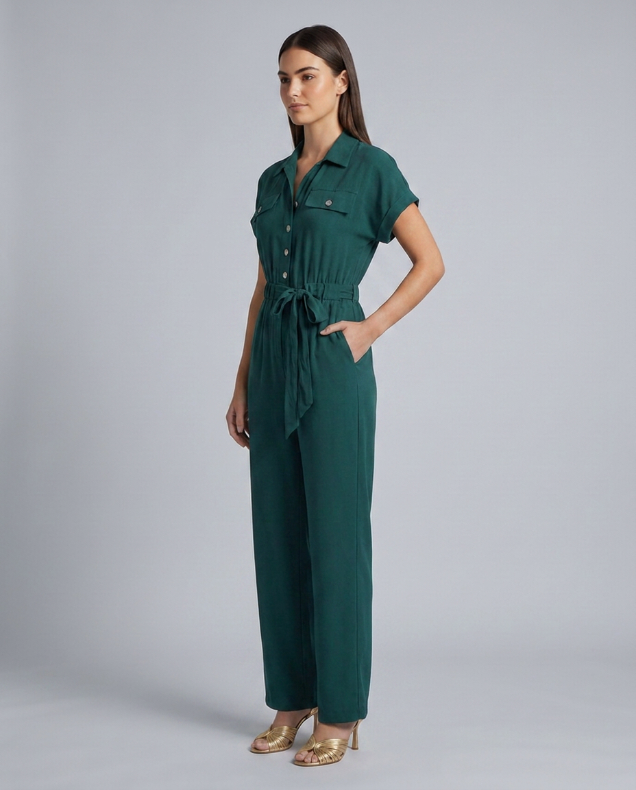 Teal Green Short Sleeve Jumpsuit - Hustle N Holla