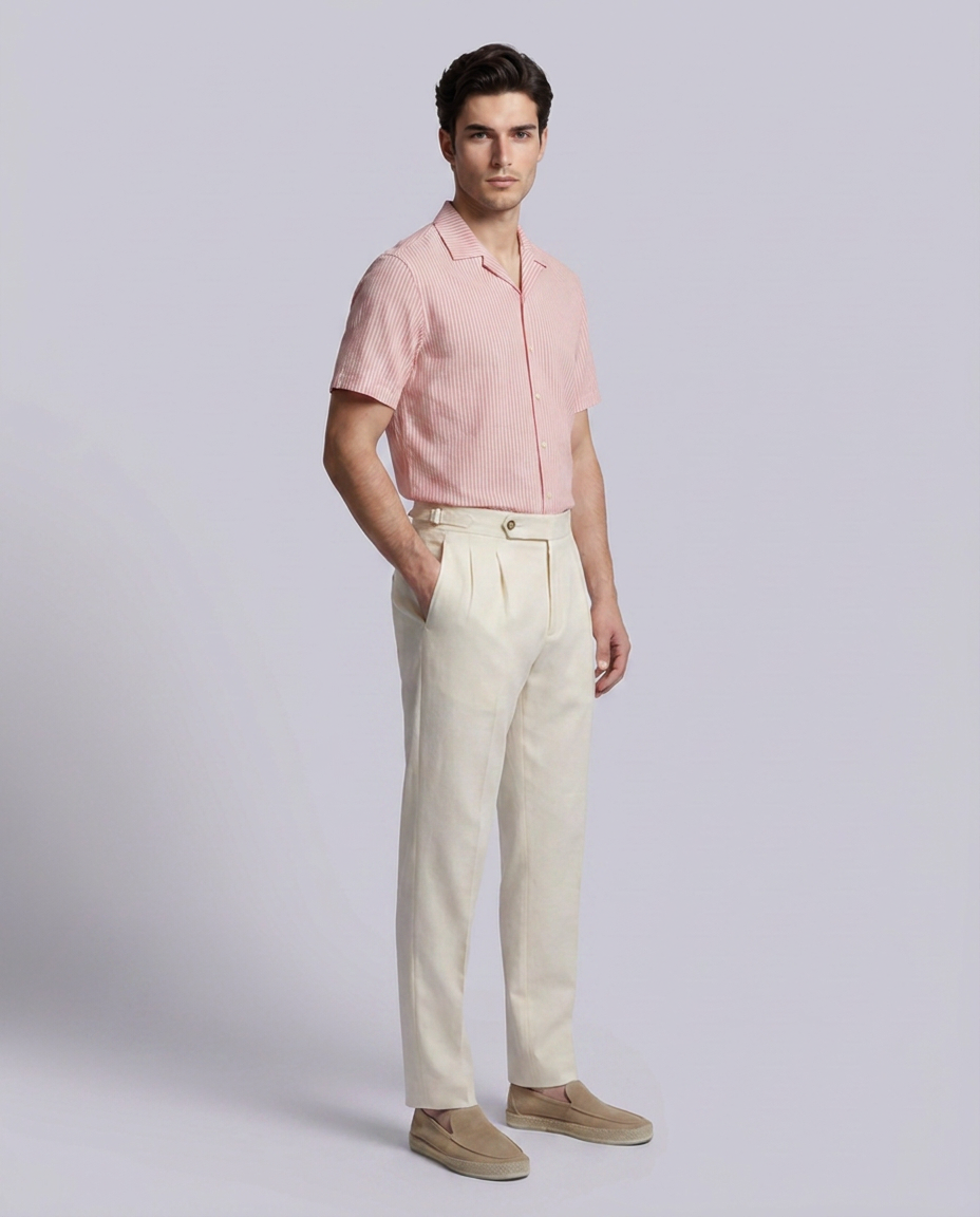 Pink Short Sleeves Striped Regular Fit Shirt - Hustle N Holla