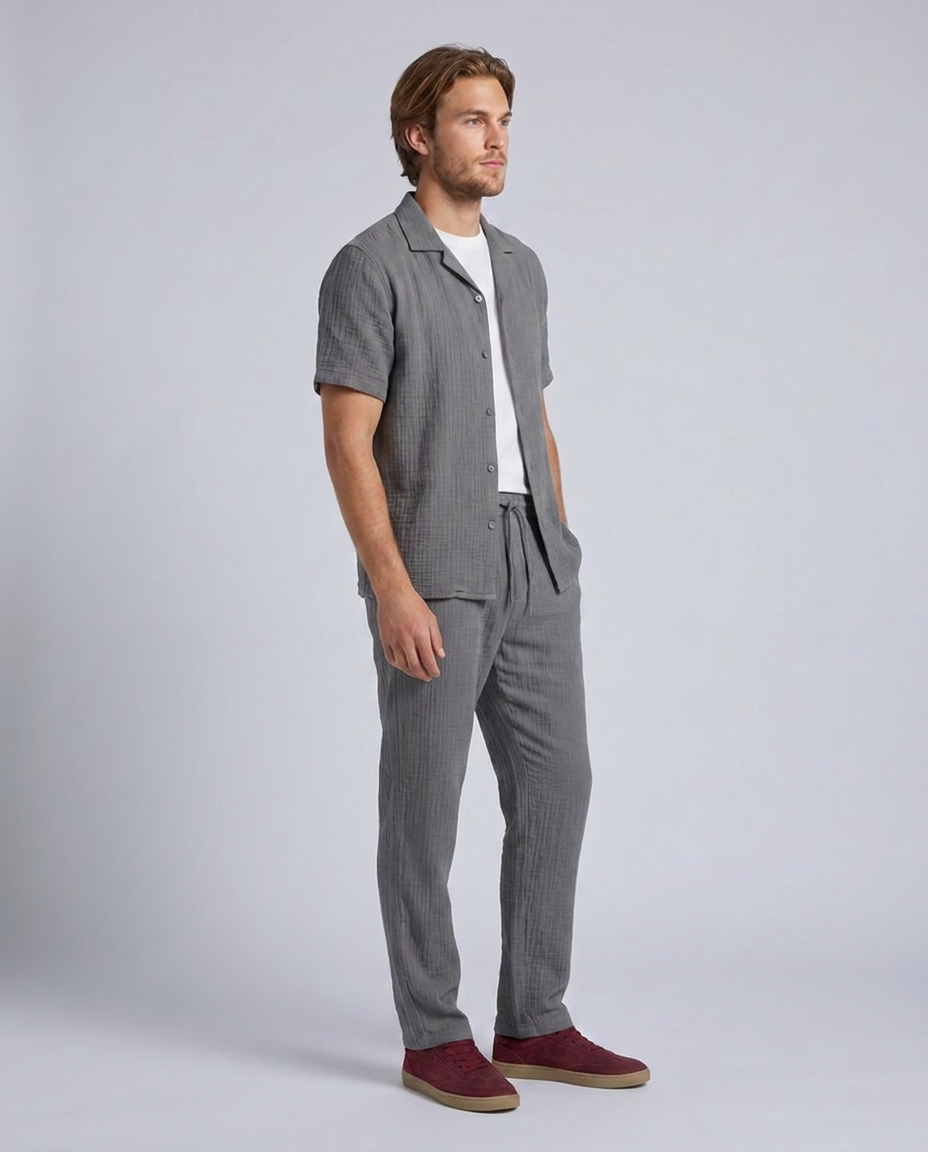 Grey Regular Fit Cheesecloth Shirt - Hustle N Holla
