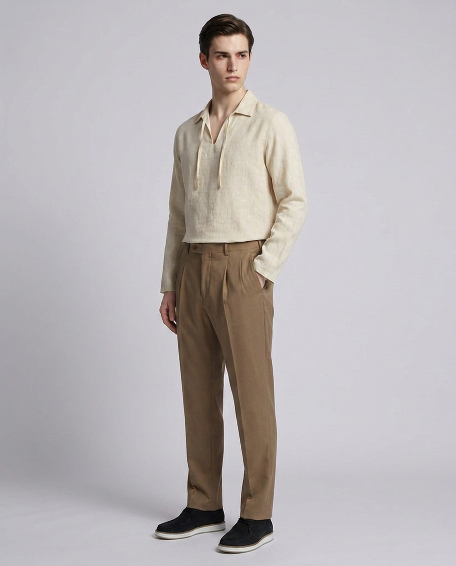 Cream Linen Blend Long Sleeves Minor Fault Shirt - Hustle N Holla