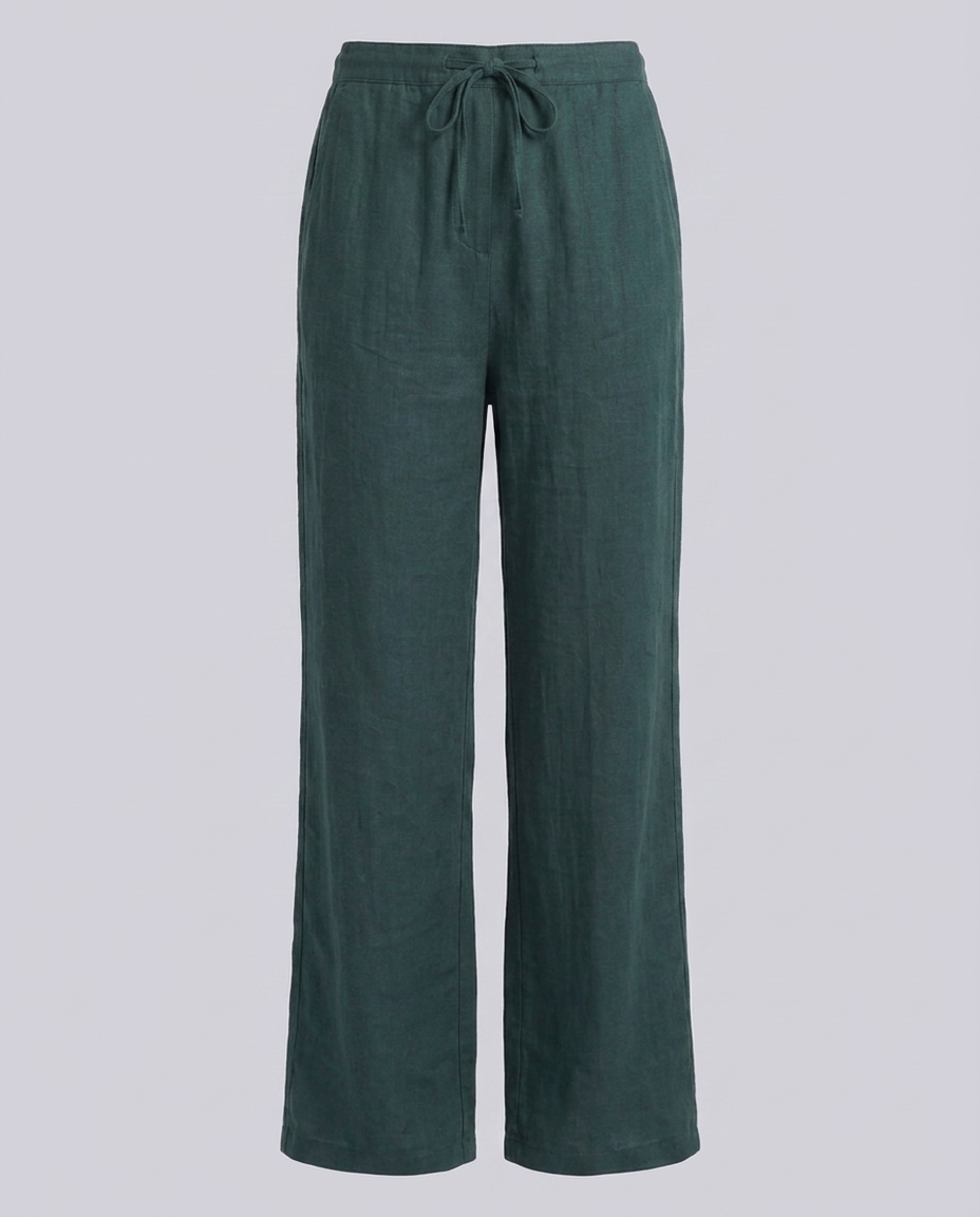 Teal Green Elasticated Waist Wide Leg Trousers - Hustle N Holla