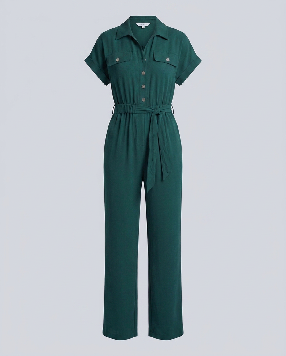 Teal Green Short Sleeve Jumpsuit - Hustle N Holla