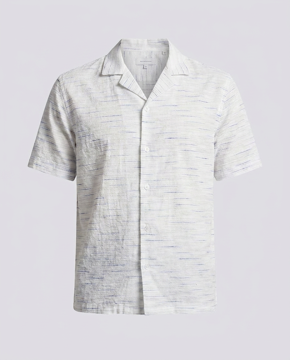 White Textured Loose Fit Cotton Shirt detail