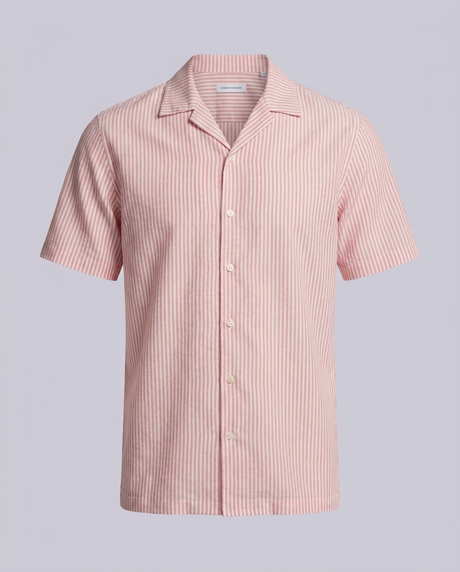 Pink Short Sleeves Striped Regular Fit Shirt - Hustle N Holla