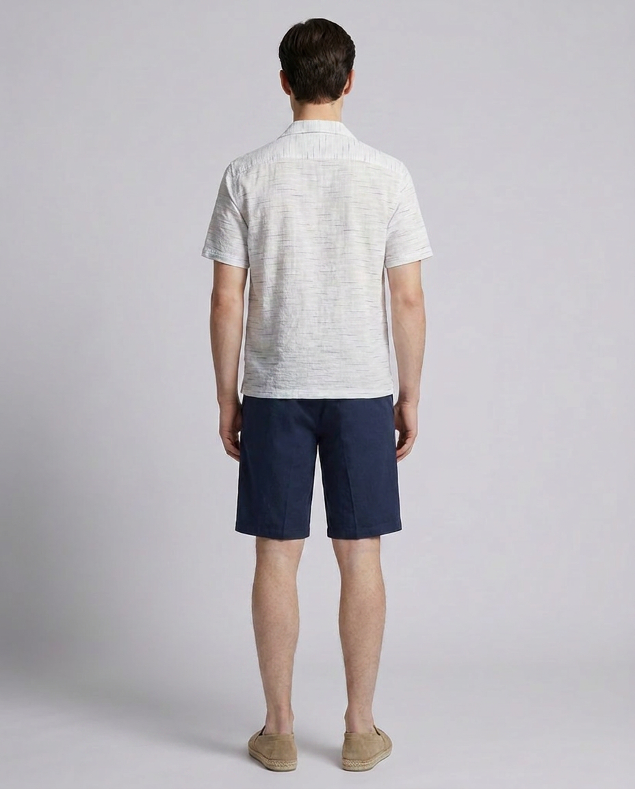 White Textured Loose Fit Cotton Shirt back