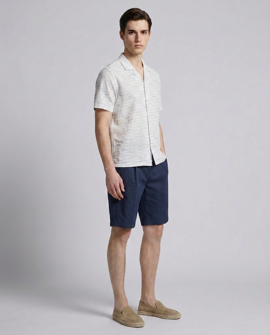White Textured Loose Fit Cotton Shirt side