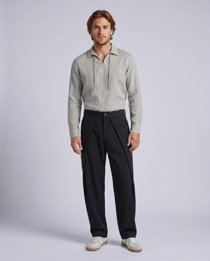 Black Pleated Smart Tailored Loose Fit Premium Trousers - Hustle N Holla