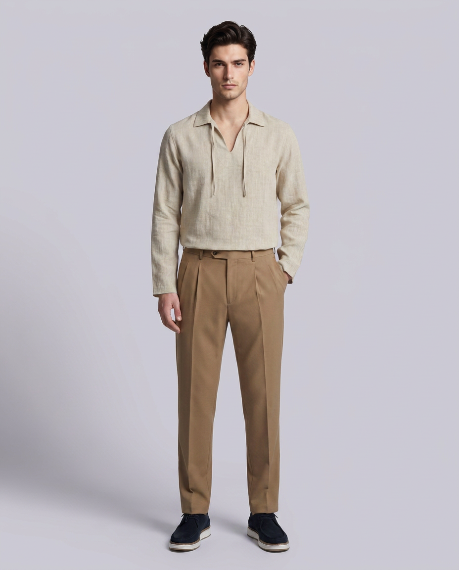 Camel Straight Fit Tailored Premium Trousers - Hustle N Holla