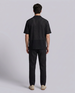 Black Linen Blend Straight Fit Premium Trousers - Hustle N Holla