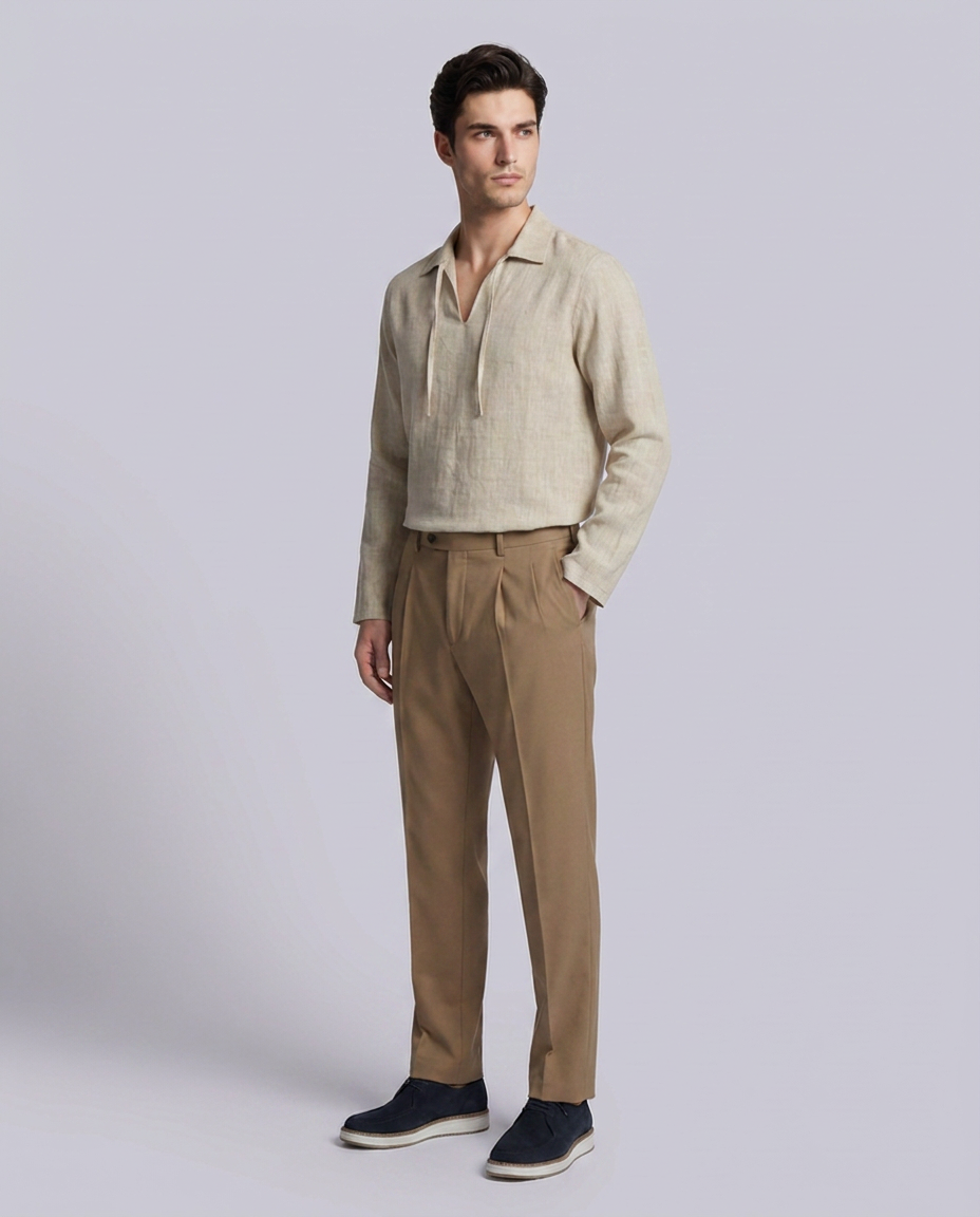 Camel Straight Fit Tailored Premium Trousers - Hustle N Holla