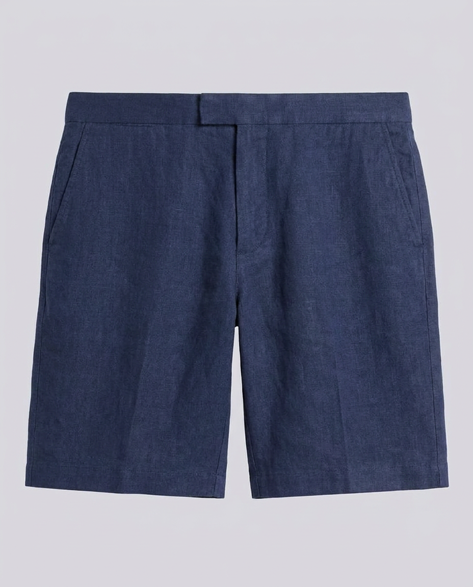 Navy Linen Blend Straight Fit Board Shorts - Hustle N Holla