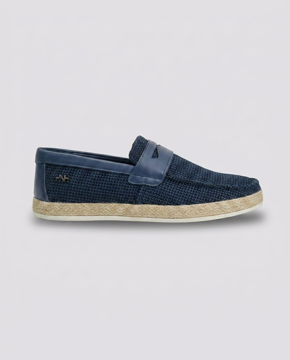 Navy Contrast Yacht Loafers - Hustle N Holla