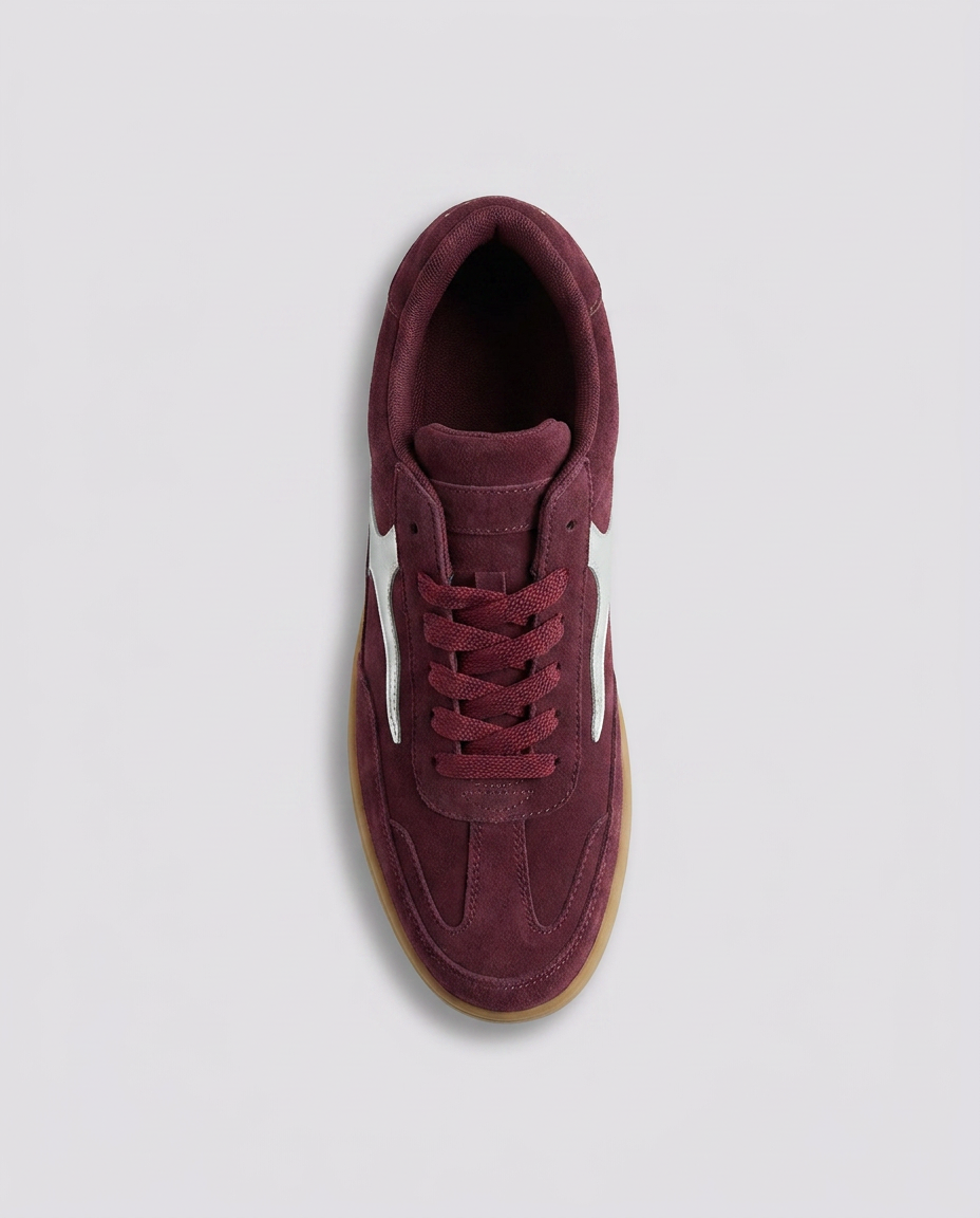 Burgundy Metallic Accent Minor Fault Trainers - Hustle N Holla