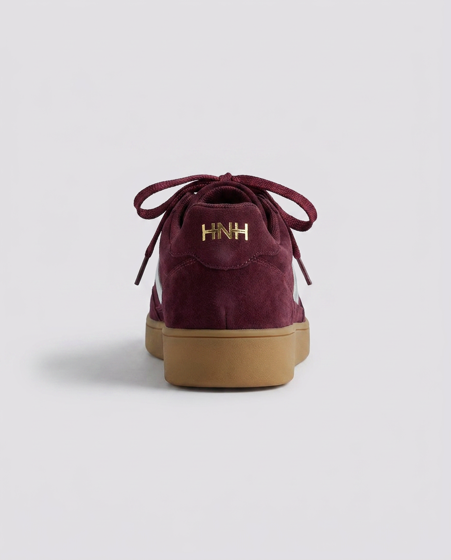 Burgundy Metallic Accent Minor Fault Trainers - Hustle N Holla