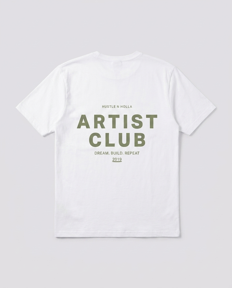Unisex White Artist Club Relaxed Fit T-Shirt - Hustle N Holla