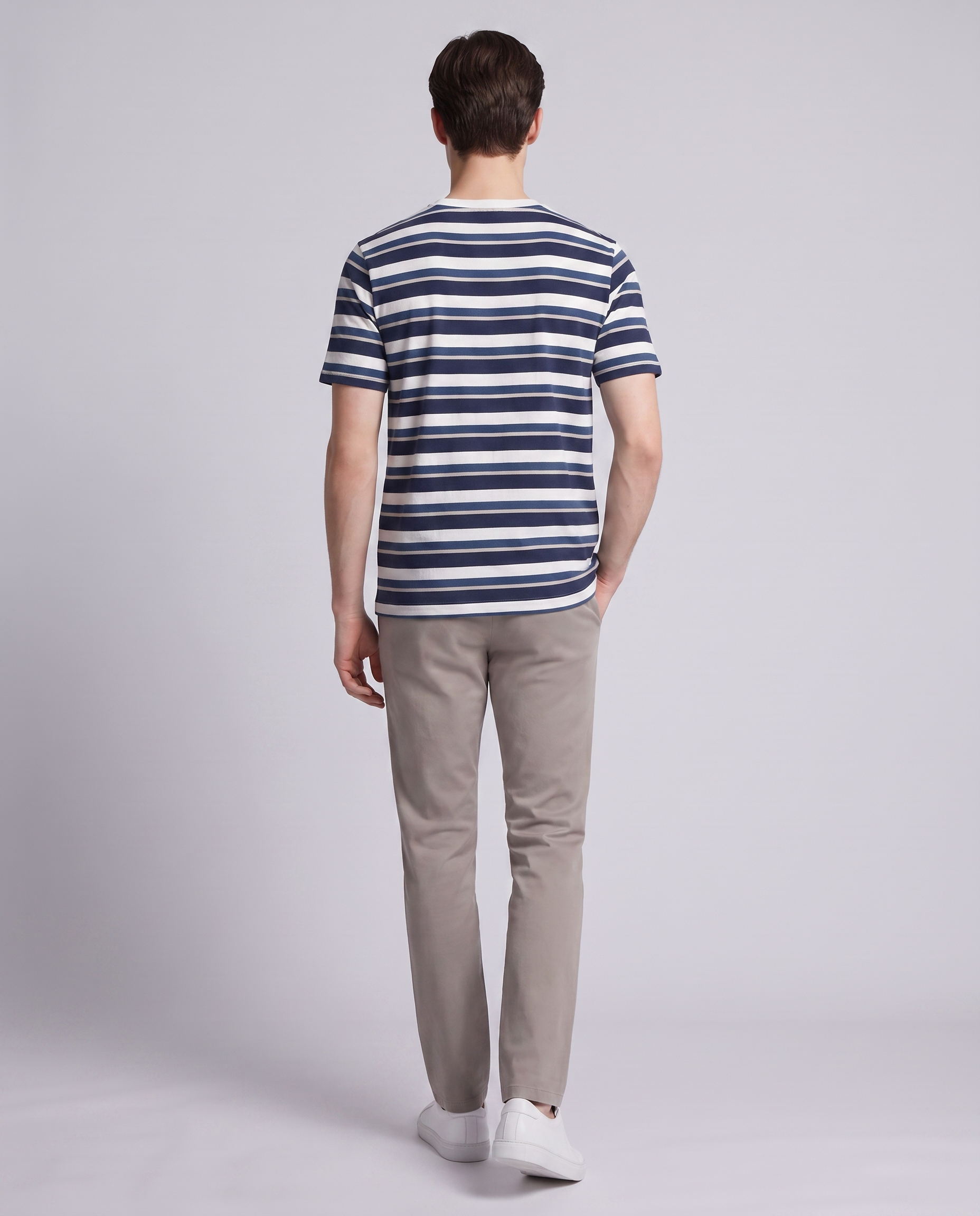 White and Blue Striped Regular T-Shirt - Hustle N Holla