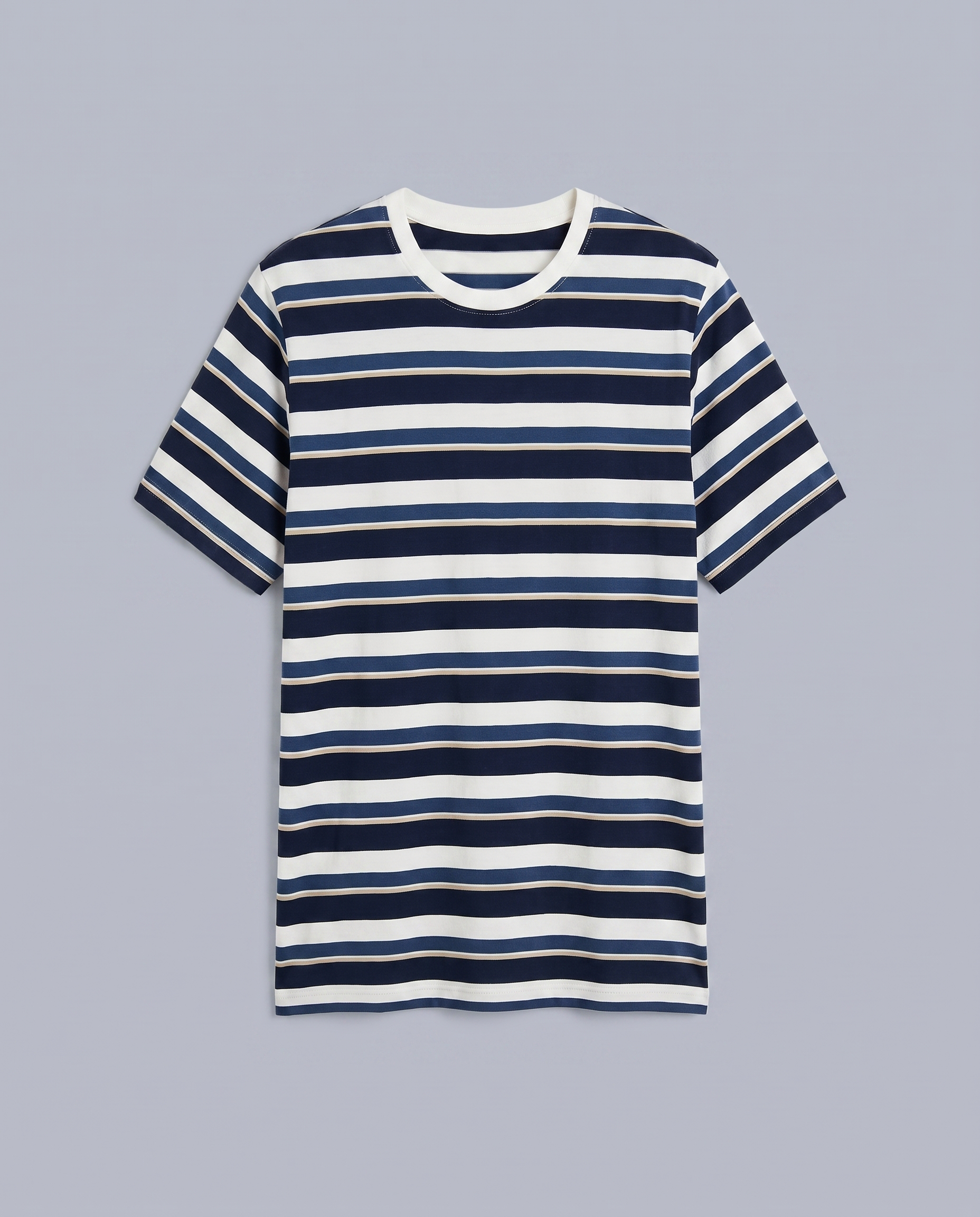 White and Blue Striped Regular T-Shirt - Hustle N Holla