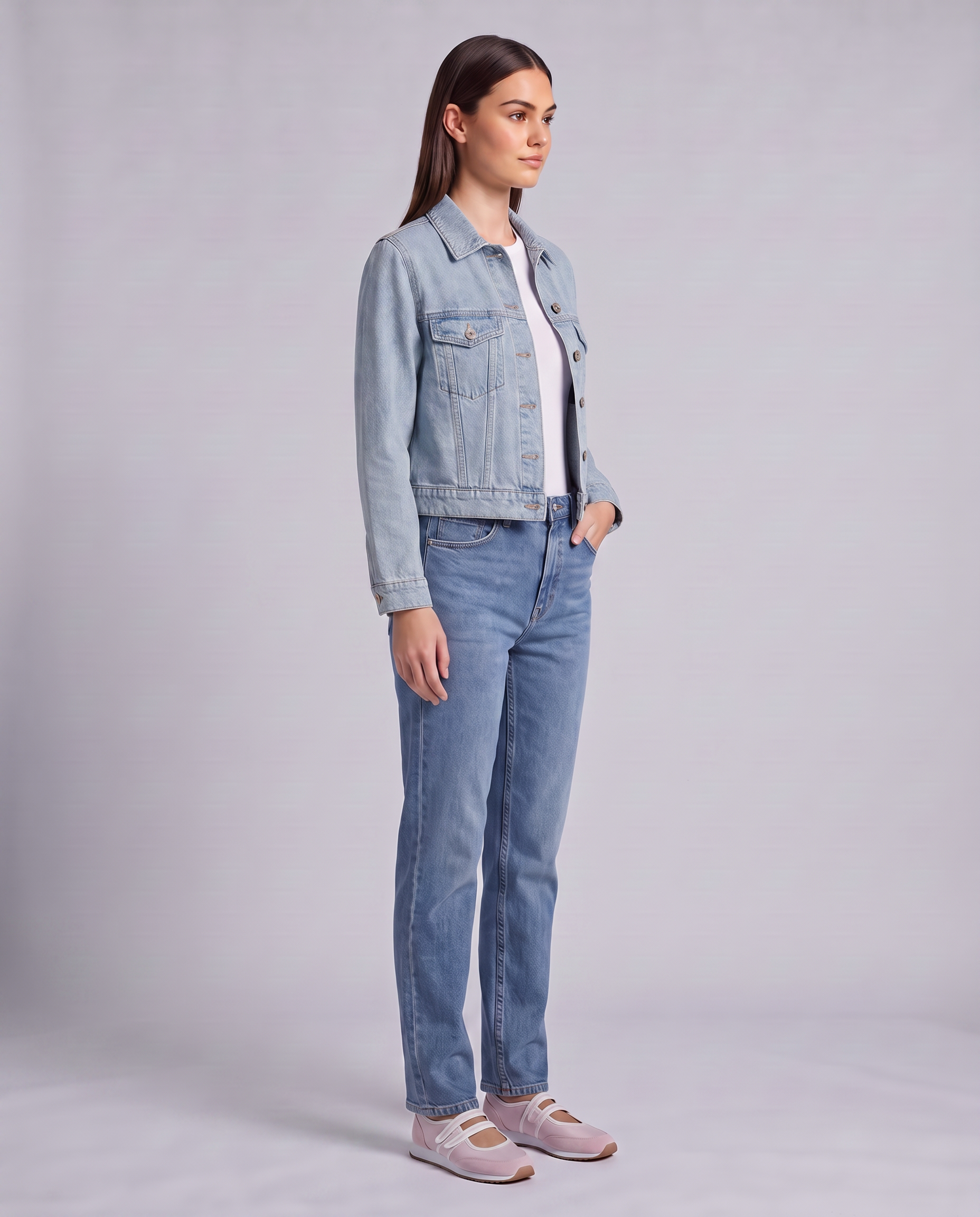 Blue Light Vintage Wash Crop Denim Jacket