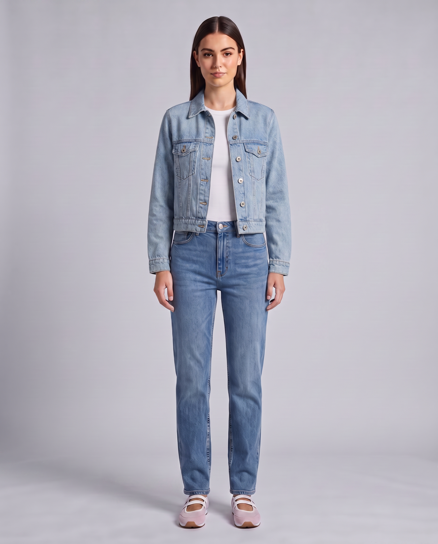 Blue Light Vintage Wash Crop Denim Jacket