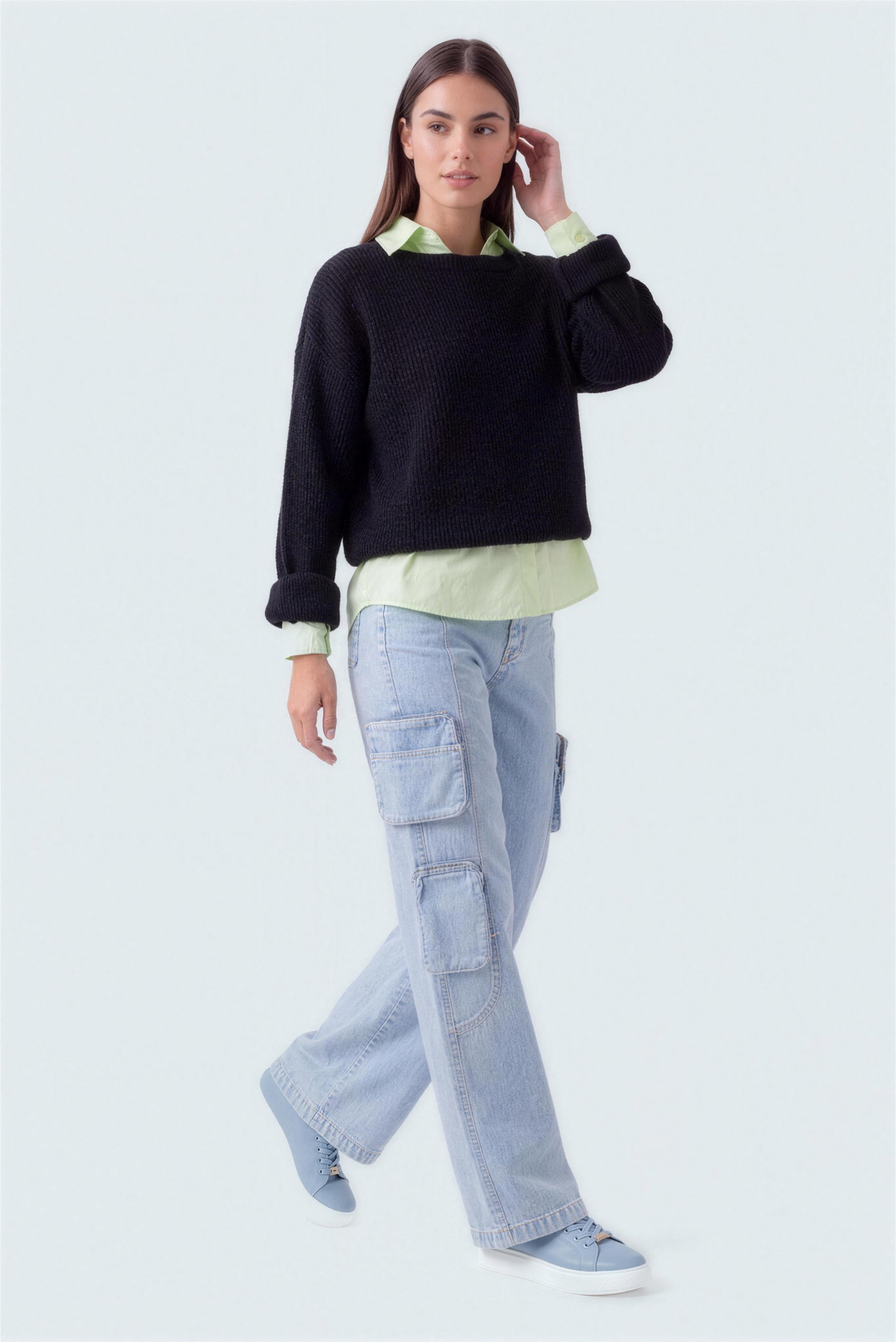 Black Oversized Cropped Length Sweater - Hustle N Holla