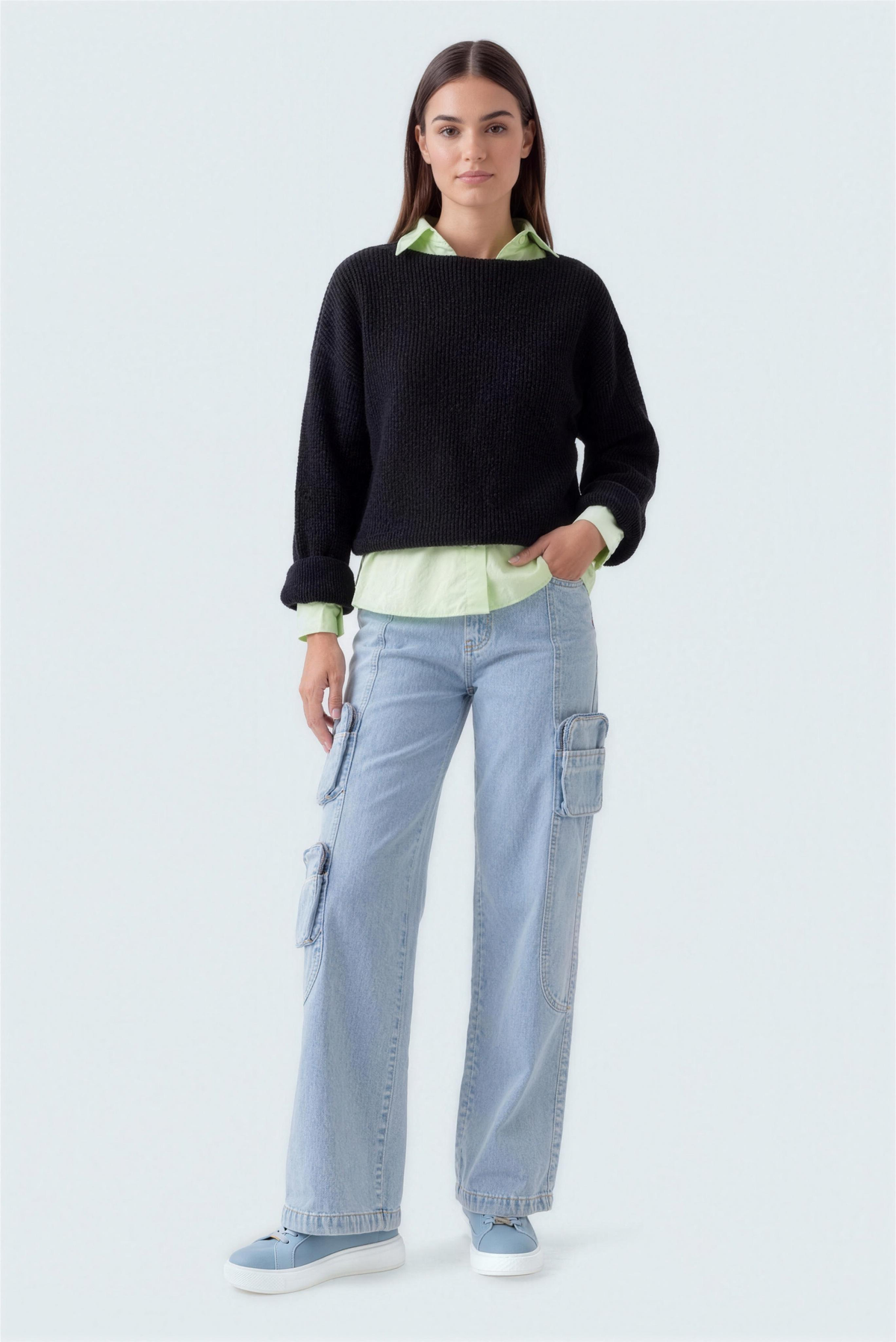 Black Oversized Cropped Length Sweater - Hustle N Holla