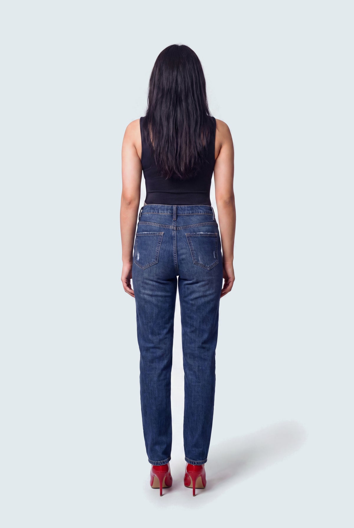 Indigo Wash Denim Five Pocket Ripped Skinny Jeans - Hustle N Holla