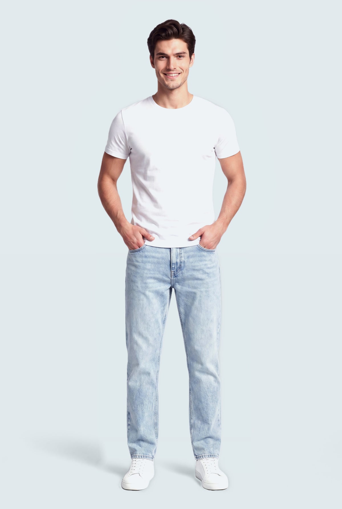 Light Acid Blue Straight Fit Denim Jeans - Hustle N Holla