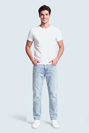 Light Acid Blue Straight Fit Denim Jeans - Hustle N Holla