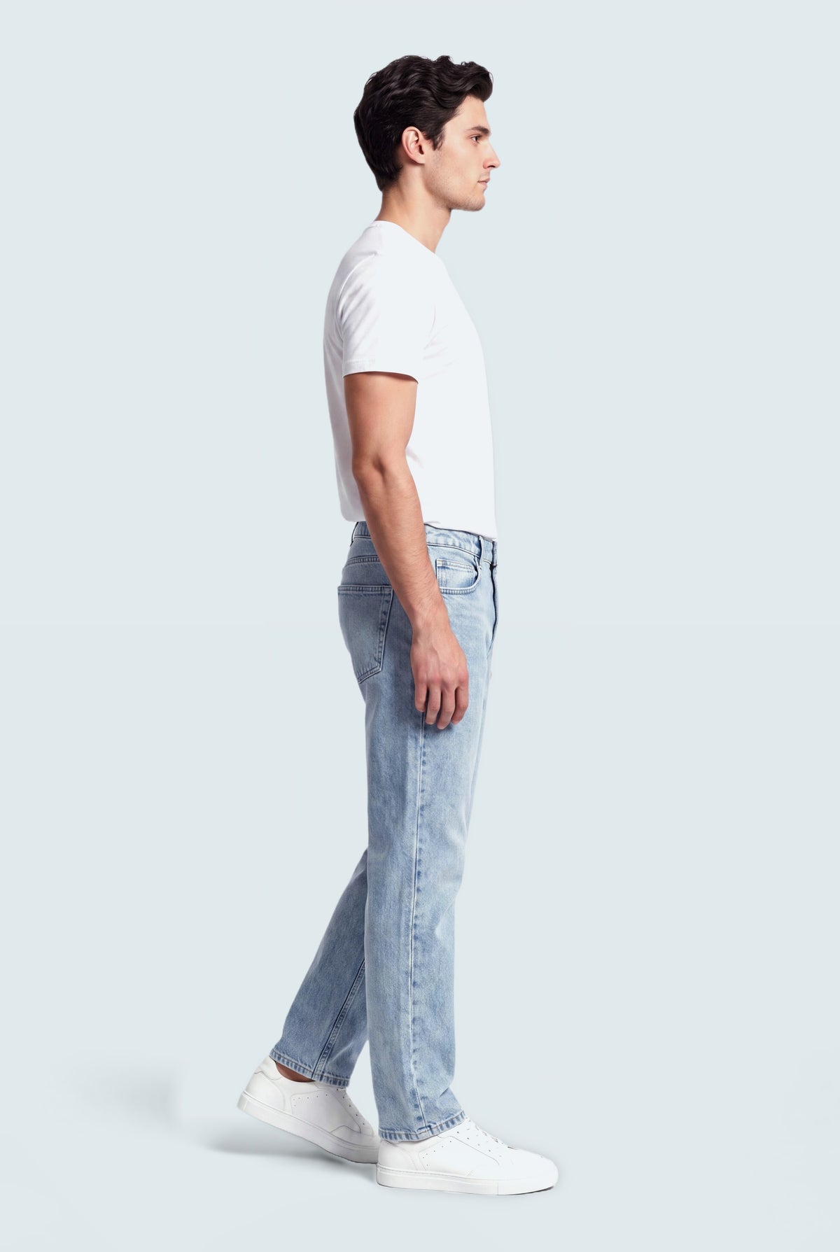 Light Acid Blue Straight Fit Denim Jeans - Hustle N Holla