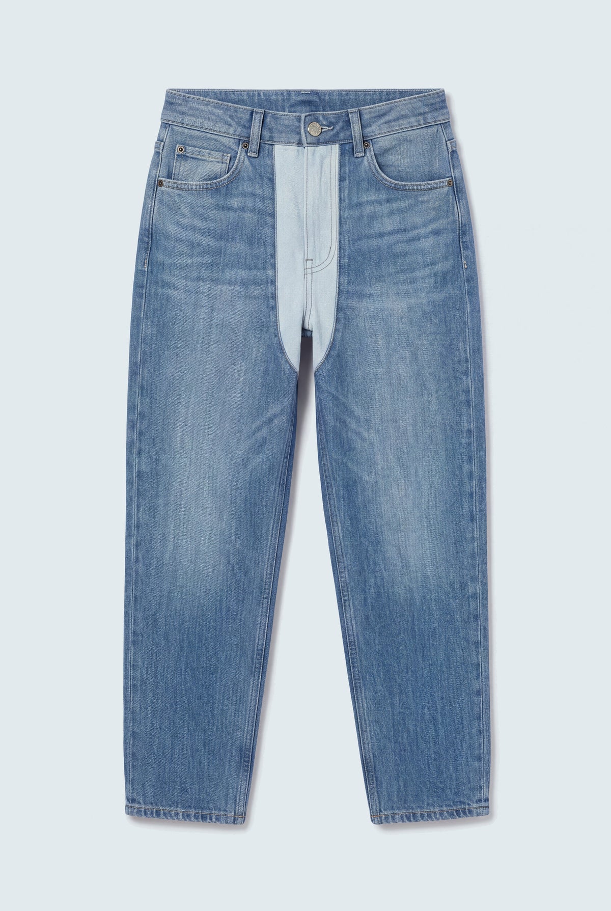 Light Blue Contrast Panel High Rise Slim Fit Jeans - Hustle N Holla