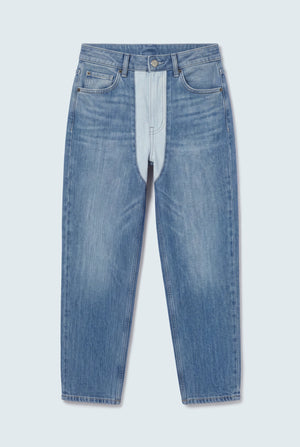 Light Blue Contrast Panel High Rise Slim Fit Jeans - Hustle N Holla