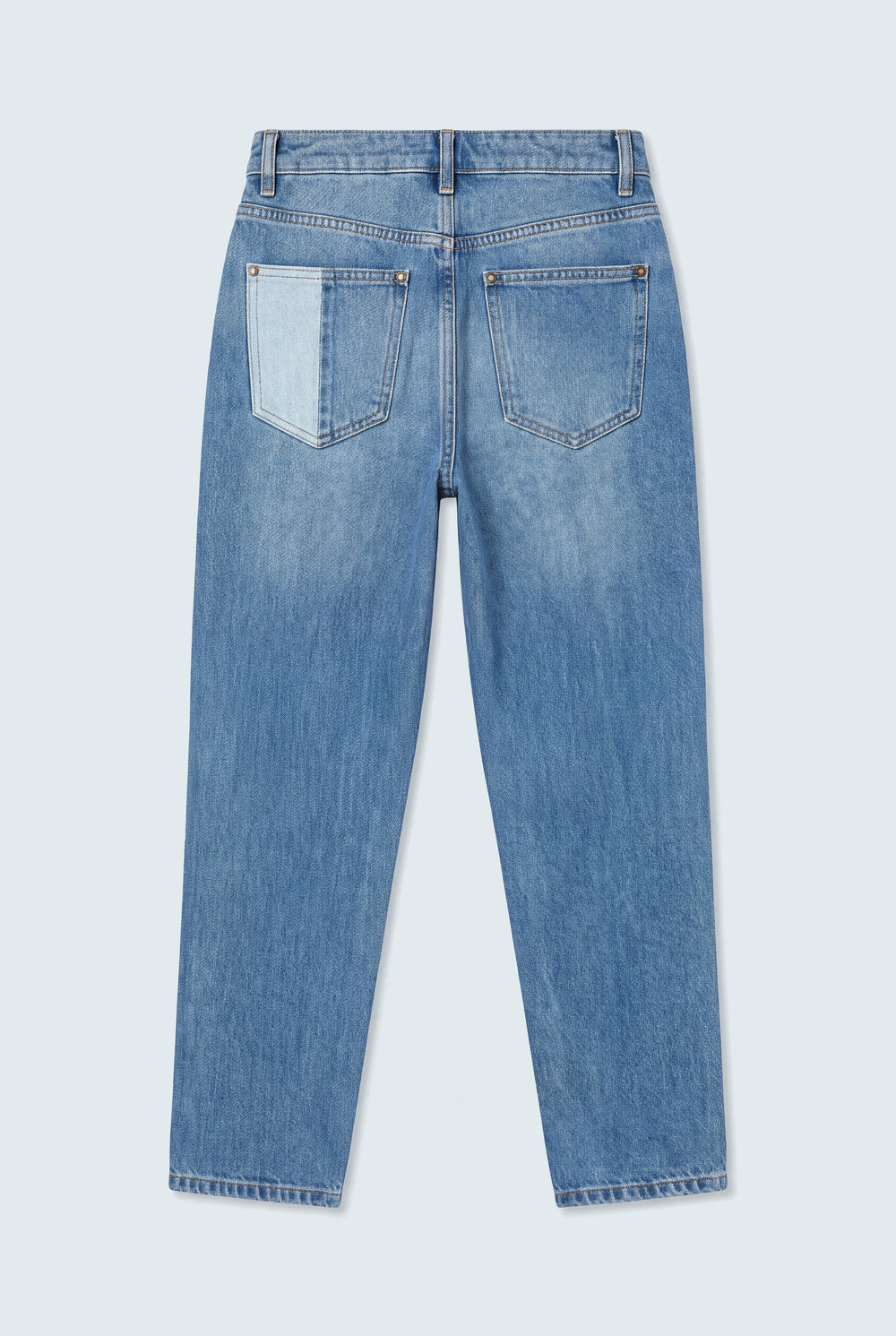 Light Blue Contrast Panel High Rise Slim Fit Jeans - Hustle N Holla