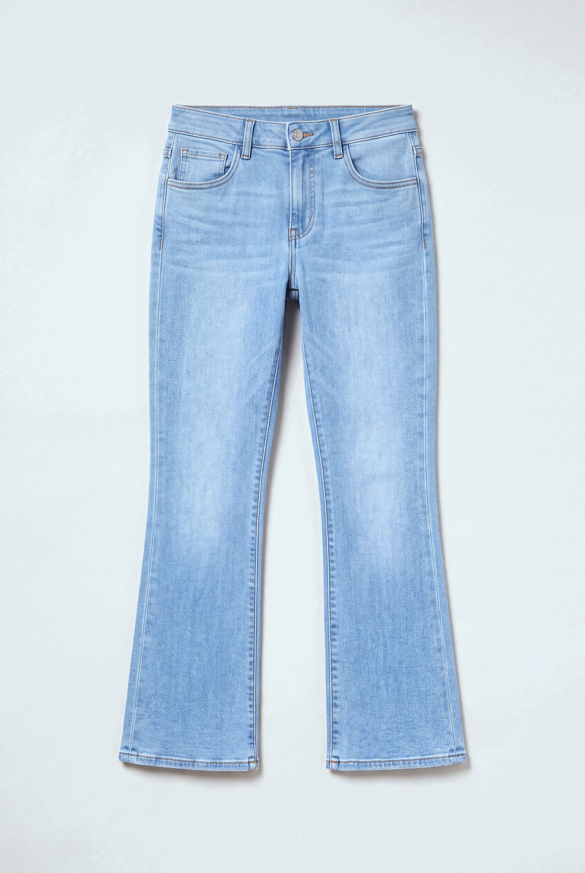 Light Blue Mid Rise Cropped Flared Jeans - Hustle N Holla