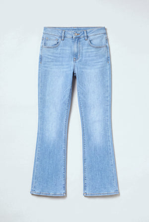 Light Blue Mid Rise Cropped Flared Jeans - Hustle N Holla
