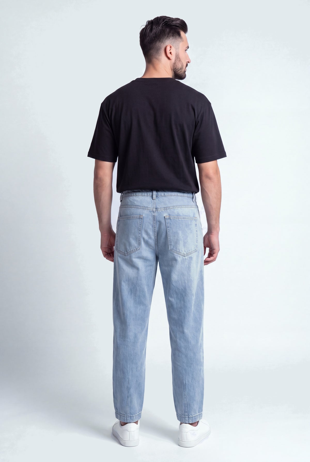 Light Blue Pleated Tapered Fit Denim Jeans - Hustle N Holla