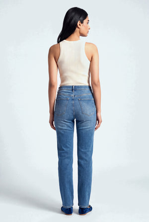 Mid Blue Mid Rise Straight Fit Jeans - Hustle N Holla