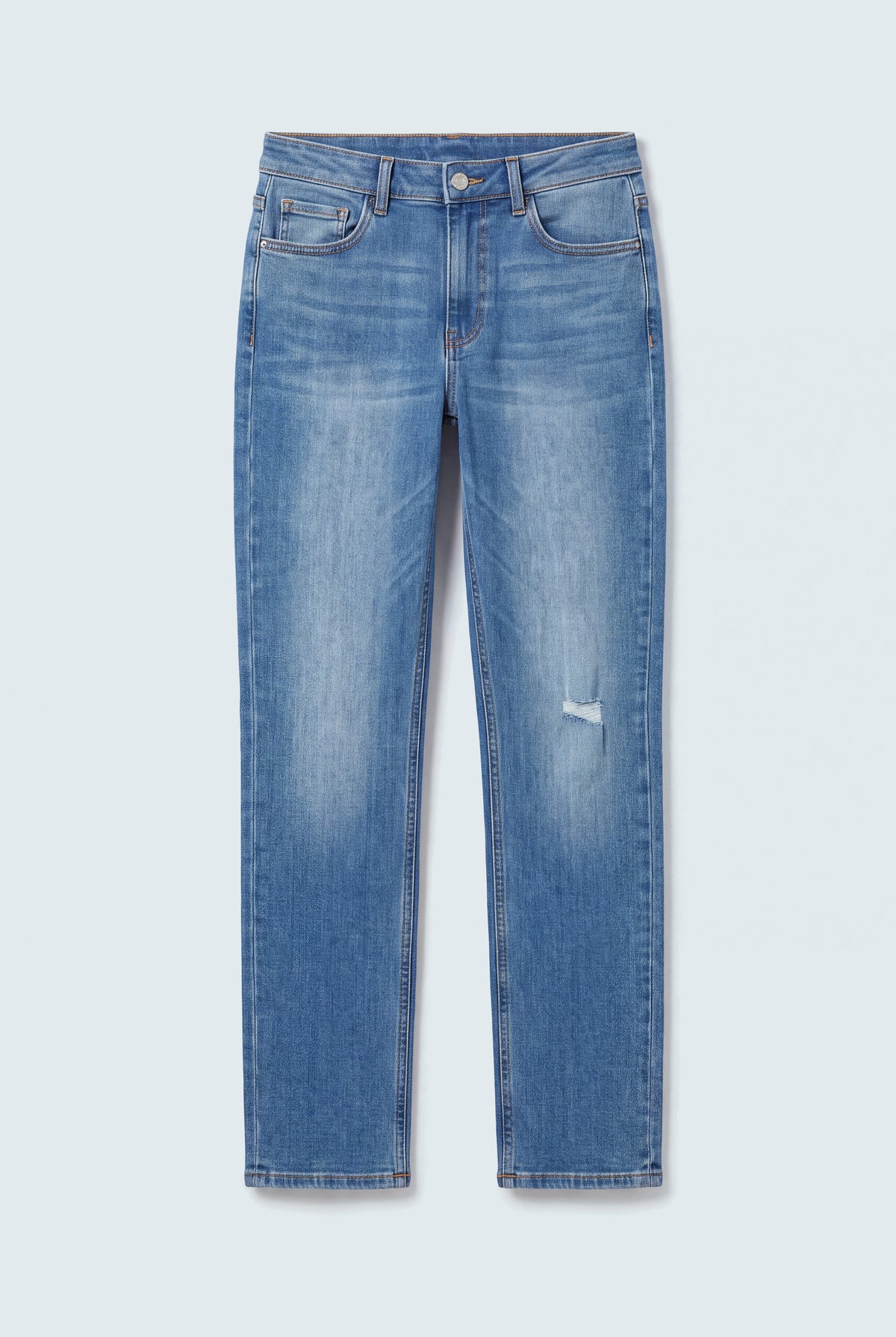 Mid Blue Mid Rise Straight Fit Jeans - Hustle N Holla