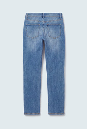 Mid Blue Mid Rise Straight Fit Jeans - Hustle N Holla