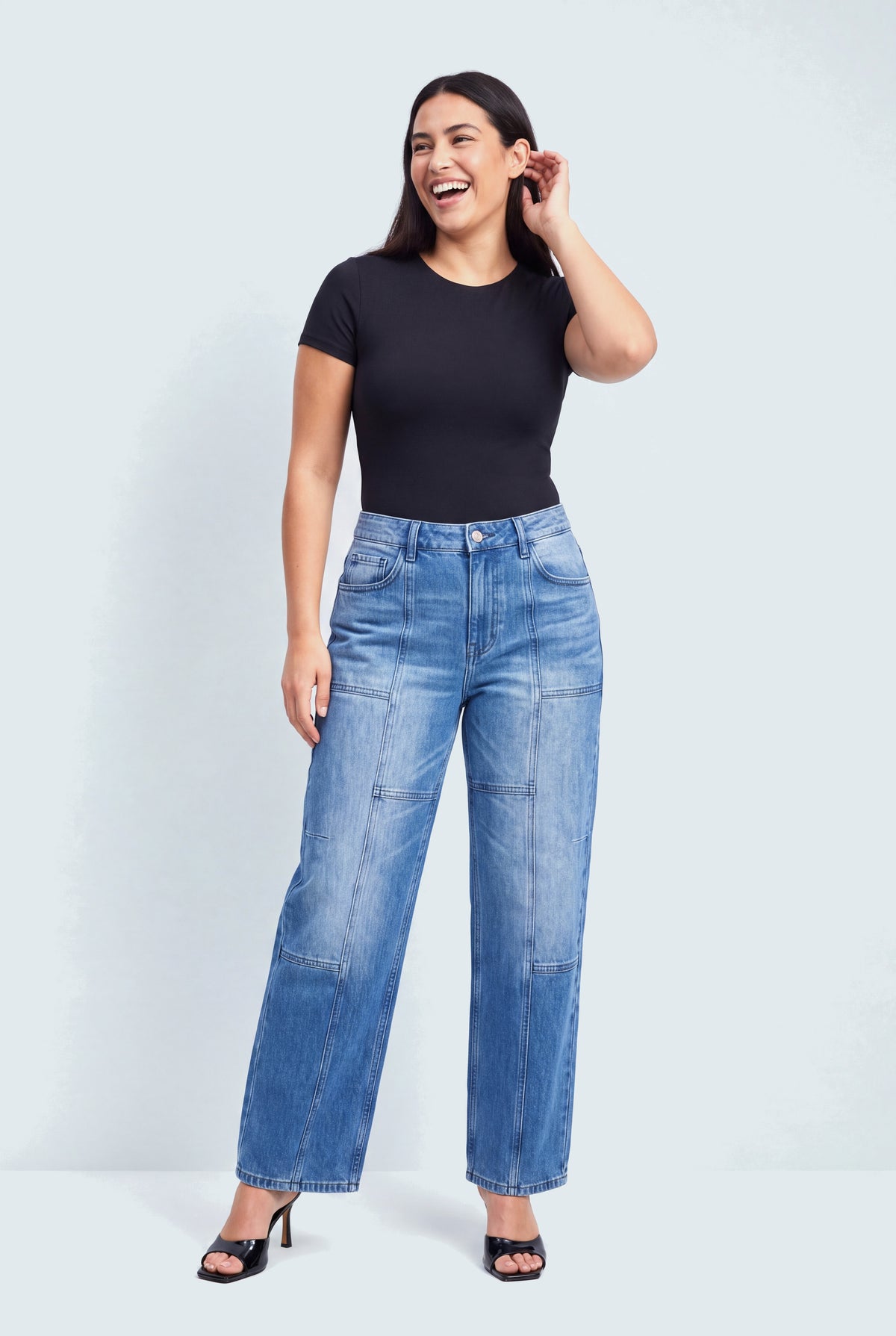 Mid Blue Mid Rise Straight Fit Jeans - Hustle N Holla
