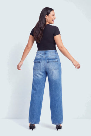 Mid Blue Mid Rise Straight Fit Jeans - Hustle N Holla