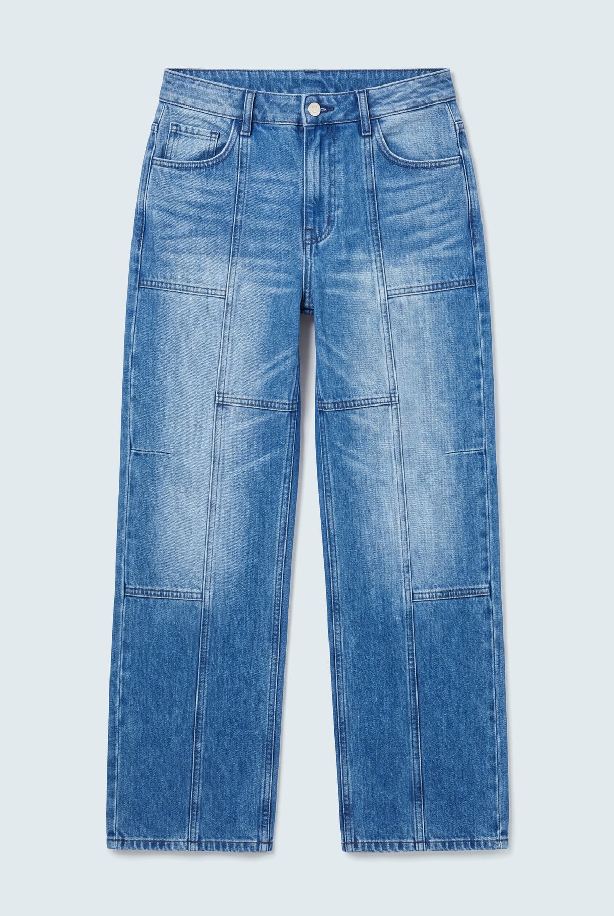 Mid Blue Mid Rise Straight Fit Jeans - Hustle N Holla