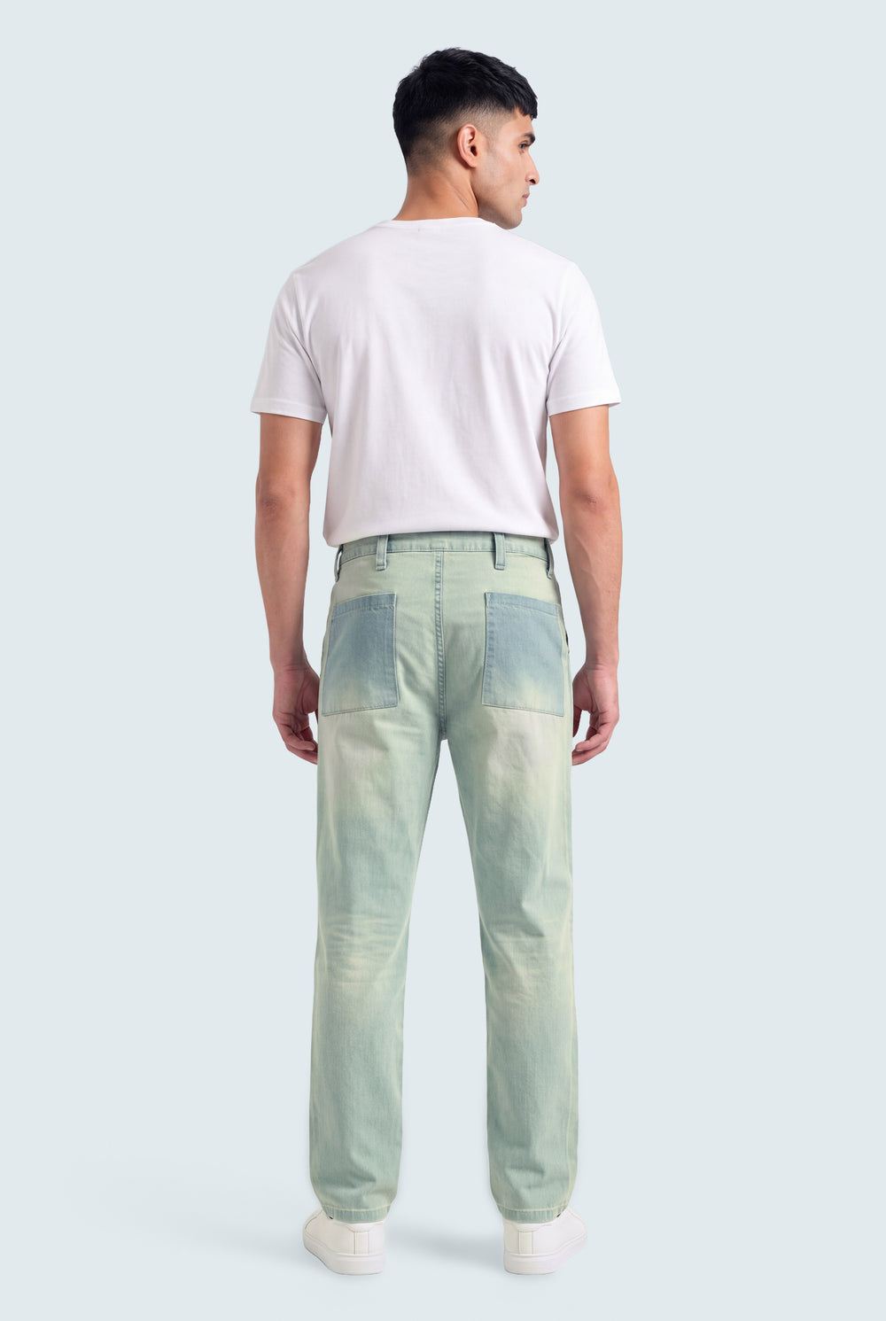 Mid Blue Regular Fit Denim Trousers - Back View - Hustle N Holla