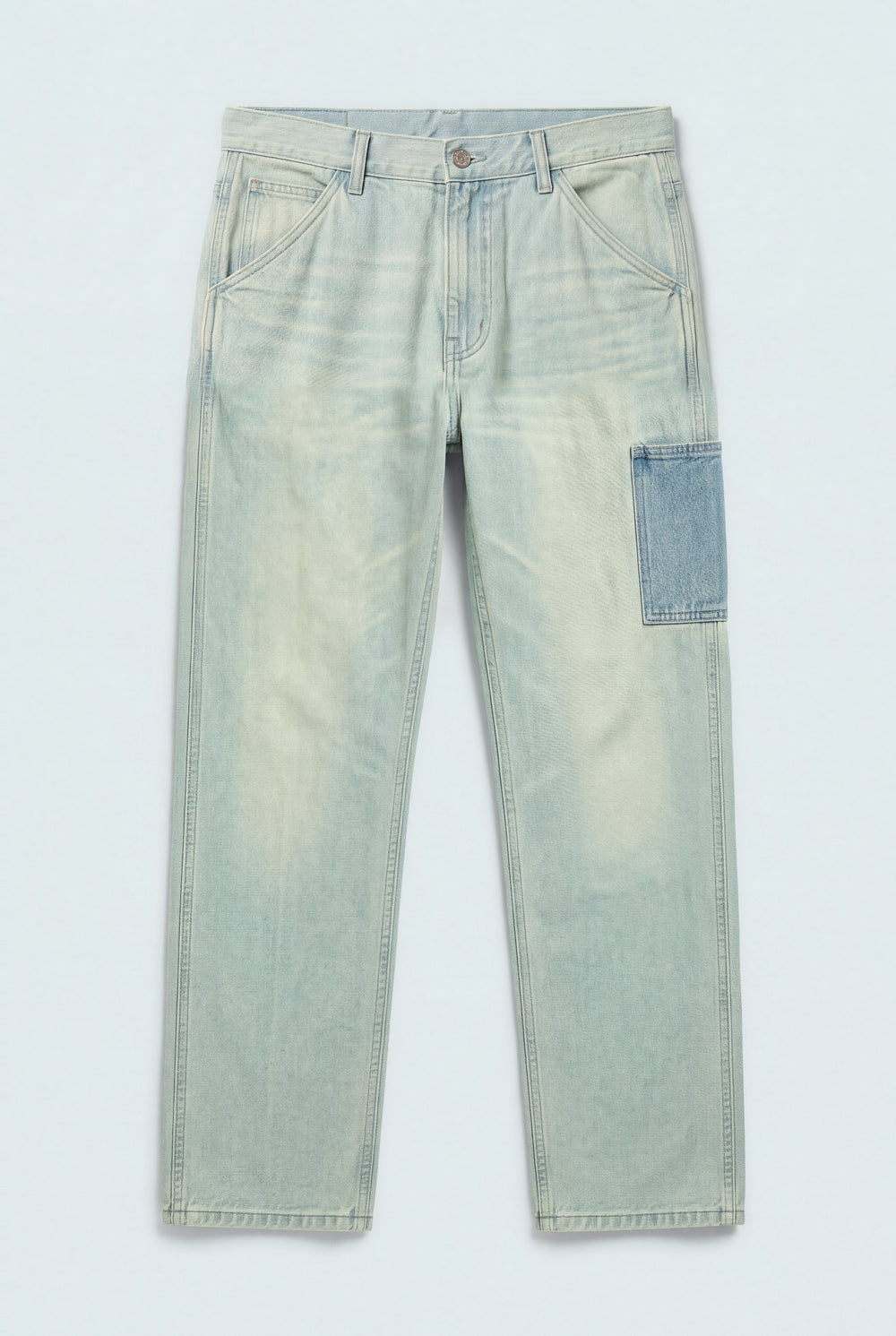 Mid Blue Regular Fit Denim Trousers - Front Flat Lay - Hustle N Holla