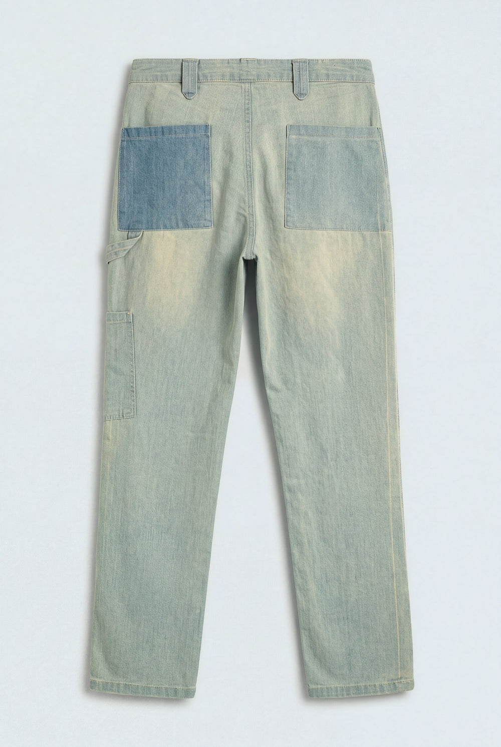 Mid Blue Regular Fit Denim Trousers - Back Flat Lay - Hustle N Holla